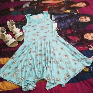 Turquoise Blue Flower Dress 7/8